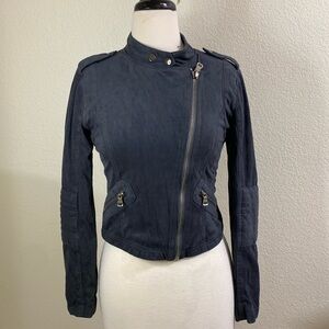 Black Swan Suede Feel Blue Slate‎ Moto Jacket